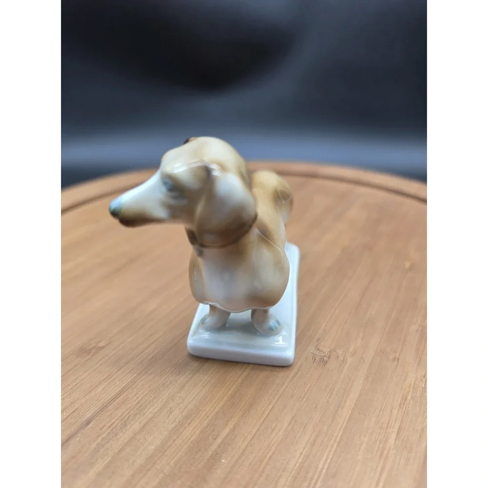 Zsolnay Hungary Hand Painted Porcelain Dachshund Wiener Dog Figurine